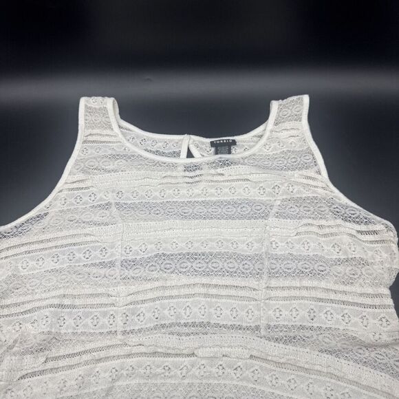 Torrid Women’s Cream Lace Tiered Babydoll Tank Top Sz 1X Cottage Core Fairy Boho - Picture 2 of 9